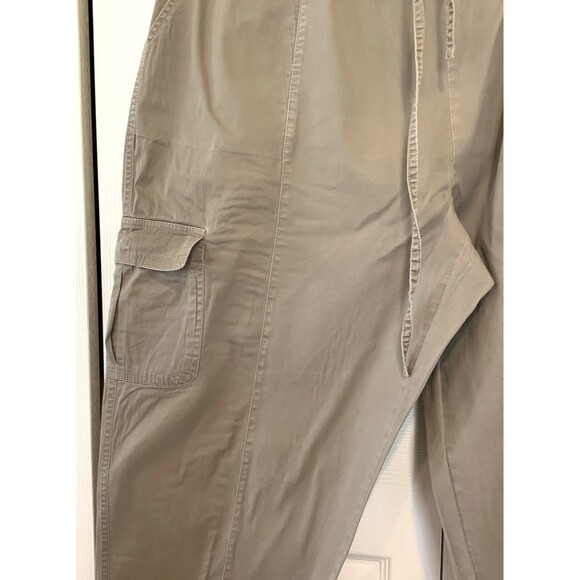 Avon Cargo Cropped Khaki Pants Womens 1X Elastic Pullon Drawstring - Picture 2 of 10